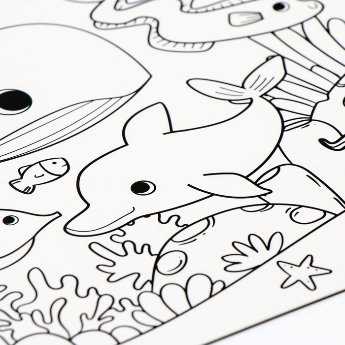 Магнит-раскраска многоразовая &laquo;Морские жители&raquo;, 14,8 &times; 21 см