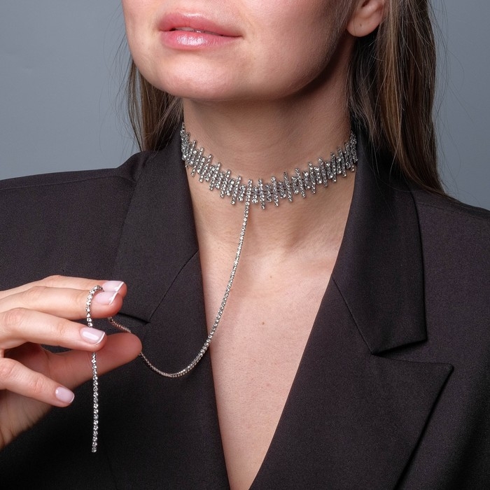 Чокер &laquo;Лёд&raquo; манящий, цвет белый в серебре, 50 см