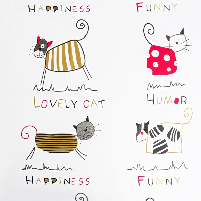 Штора для ванны Доляна &laquo;Коты&raquo;, 180&times;180 см, EVA