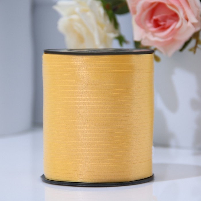 Лента для декора и подарков 0,5 см х 500 м, жёлтая Лента для декора и подарков 0,5 см х 500 м, жёлтая