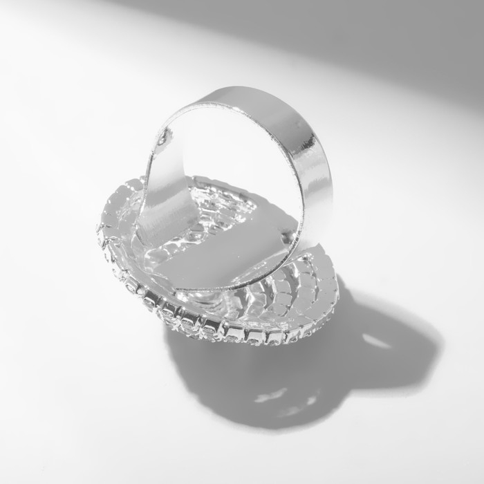 Кольцо &laquo;Лёд&raquo; круг, цвет белый в серебре, безразмерное