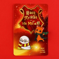 Значки деревянные, неразлучники &laquo;Наша дружба это магия&raquo;, 2 шт., 8 х 12 см.