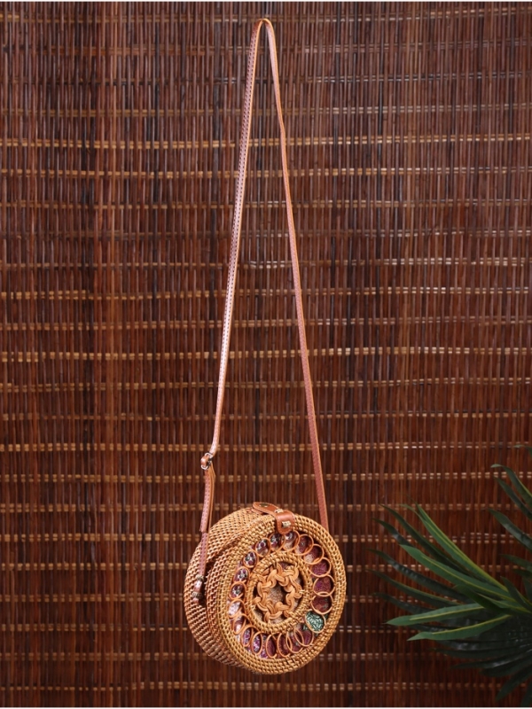 Сумка плетеная ротанг Сумка плетеная ротанг "Мандала" красный, 20х6х70 см