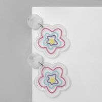 Серьги пластик &laquo;Пятилистник&raquo; цветы прозрачные, цветные