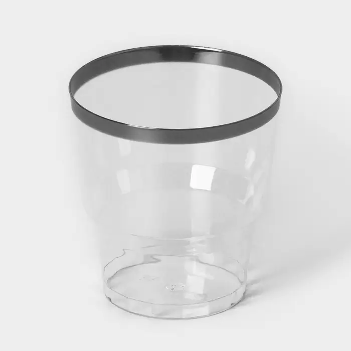 Стакан пластиковый одноразовый &laquo;Кристалл&raquo;, 200 мл, с металлизированными каемками, цвет прозрачный