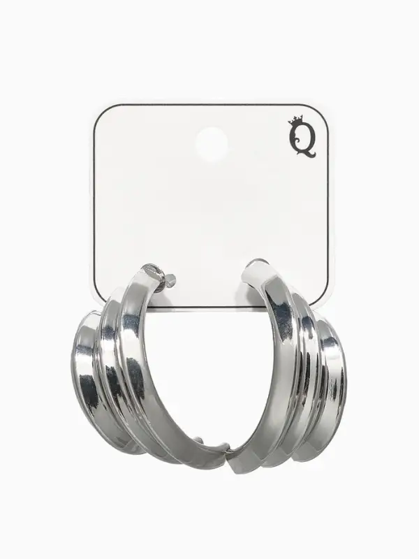 Серьги металл "Трио" на увеличение, цвет серебро