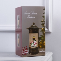 Светодиодная фигура &laquo;Фонарь с Дедом Морозом&raquo; 14 &times; 27 &times; 14 см, пластик, батарейки ААх3 (не в комплекте), USB, свечение тёплое белое