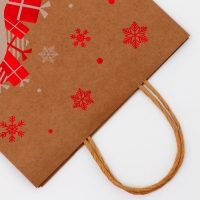Пакет крафт с тиснением, круглая ручка, "Новогдние сани" 33 х 25 х 12 см, 120 г Пакет крафт с тиснением, круглая ручка, "Новогдние сани" 33 х 25 х 12 см, 120 г