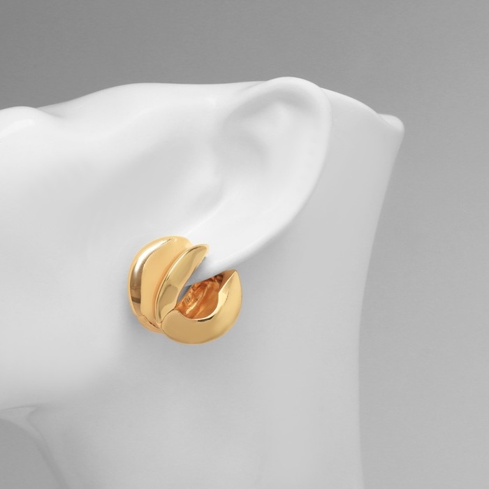 Серьги металл &laquo;Аккорд&raquo; круг вогнутый, цвет золото