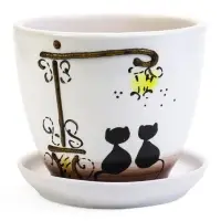 Горшок цветочный поддоном  1 л,  керамика, Вечер (М)