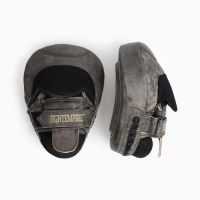 Лапы боксёрские изогнутые FIGHT EMPIRE, VINTAGE, натуральная кожа, ретро-серые, пара