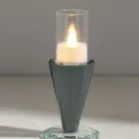 Подсвечник стекло на 1 свечу "Пирамида с гранями" прозрачный d=7 см 7х7х9,5 см