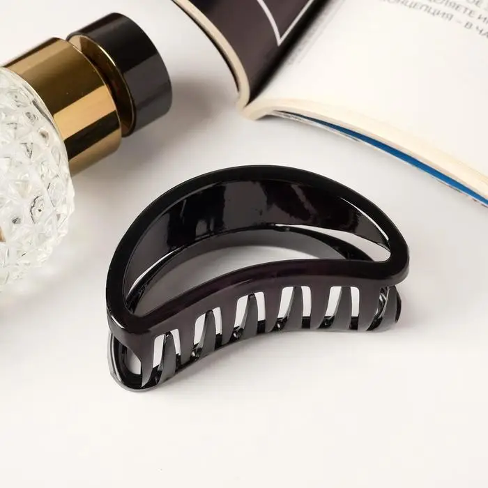 Краб для волос &laquo;Глянец&raquo;, утончённая дуга, 6.5&times;3 см, чёрный