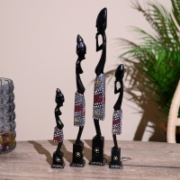 Статуэтки "Семья аборигенов" дерево (набор 4 штуки) 40,30,25,20 см   МИКС