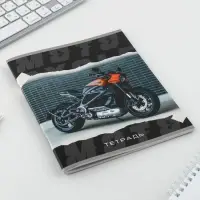 Тетрадь в клетку, 48 л., А5, на скрепке, блок №2 &laquo;Мотоцикл&raquo; МИКС