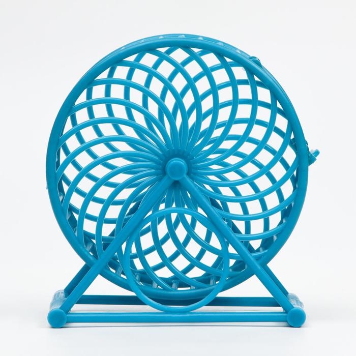 Колесо для грызунов на основании, пластик, 12,5 см, голубое Колесо для грызунов на основании, пластик, 12,5 см, голубое