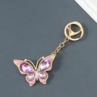 Брелок металл, стразы на карабине "Бабочка" розовый 4,7х6,4х0,8 см