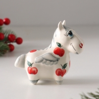 Статуэтка фарфоровая "Лошадь Пегас" /красное яблоко/, 8 см