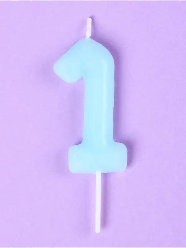 Свеча в торт &laquo;Цифра 1&raquo;, светящаяся голубая, 9 см