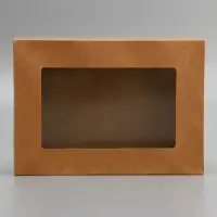 Коробка складная, с окном, крафт, 28&times;20&times;5 см