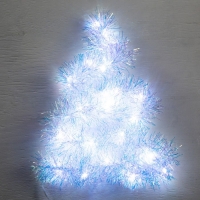 Гирлянда &laquo;Мишура&raquo; 1 м роса, IP20, перламутровая нить, 22 LED, 6 слоёв, d=7 см, батарейки CR2032х2 (в комплекте), свечение белое