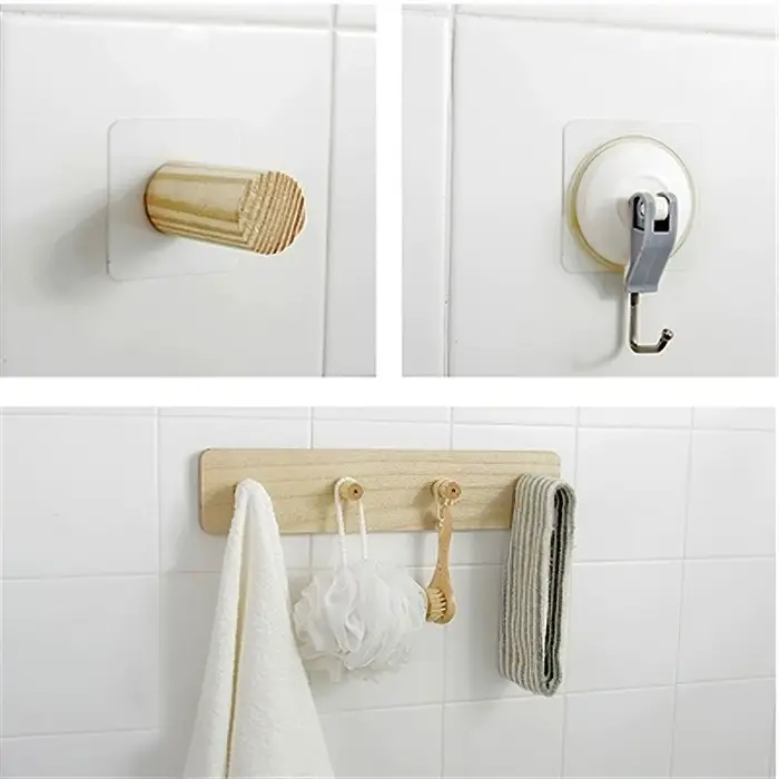 Двусторонние самоклеящиеся держатели ТУНДРА, 33.5&times;33.5 мм, прозрачные, 4 шт.