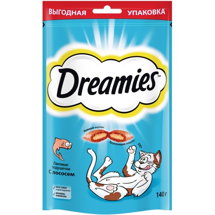 Лакомство Dreamies для кошек с лососем 140г