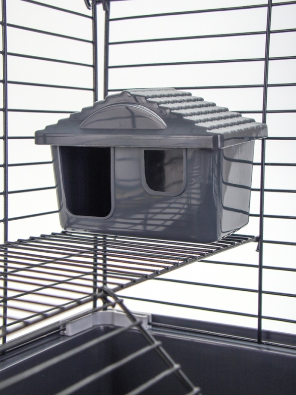 Клетка для грызунов "Пижон" складная, 38 х 27 х 27 (домик, миска, колесо) серая