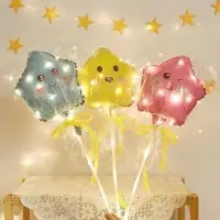 Воздушный шар фольгированный 10" &laquo;Звезда смайл&raquo;, для палочки, МИКС