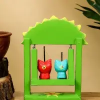 Сувенир "Котята на качелях" дерево 10х3,5х15 см, цв. зелёный