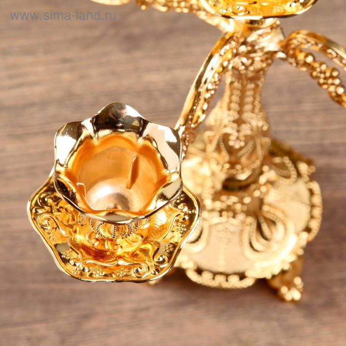 Подсвечник металл на 5 свечей Подсвечник металл на 5 свечей "Узорный" цвет золото 28х26х26 см