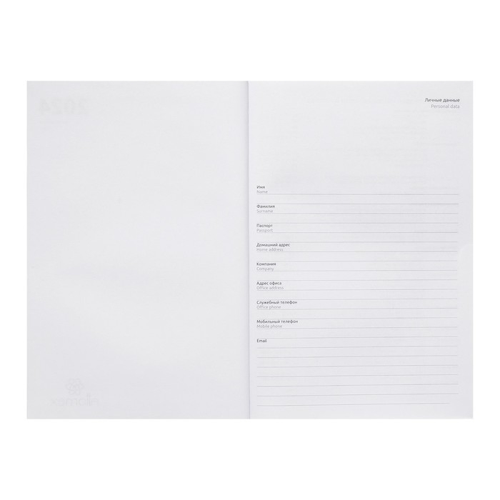 Ежедневник датированный 2024 года, А5, 176 листов, Attomex.Arkona, обложка бумвинил, ляссе, блок 70 г/м2, чёрный