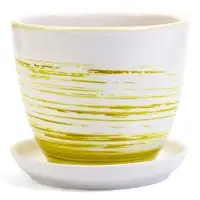 Горшок цветочный поддоном  1 л,  керамика, Тропики (М)