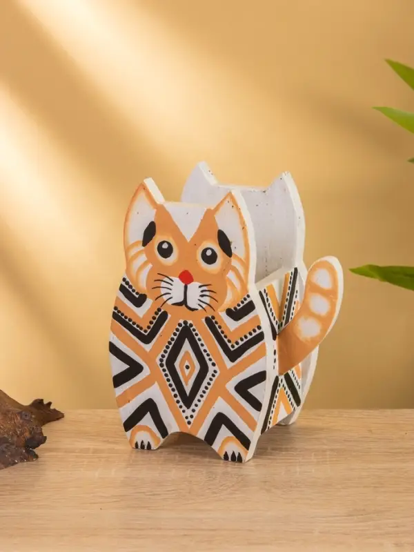 Подставка под ручки "Котик" албезия 12х8х15 см