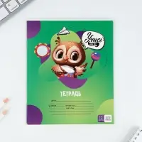 Тетрадь 12 листов в частую косую линейку, А5, на скрепке, блок №1 &laquo;Учись на 5+&raquo; МИКС