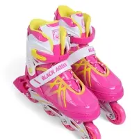 Коньки раздвижные BlackAqua, р. 39-42, для фитнеса, с роликовой платформой, цвет фуксия