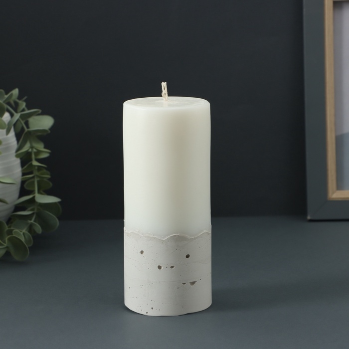 Свеча-цилиндр "Бетон", 6х15 см, белая