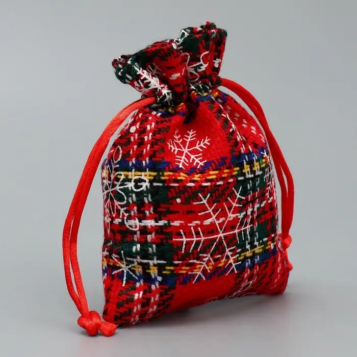 Мешочек подарочный холща &laquo;Вьюга&raquo;, снежинки, 10 х 12 см +/- 1.5 см