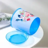 Горшок для цветов с поддоном Доляна &laquo;Танец журавлей&raquo;, 1,6 л, d=14 см, h=15,5 см, цвет голубой