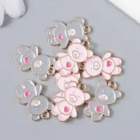 Металлический элемент, декоративная подвеска &laquo;Арт Узор. Мишка с сердцем&raquo;, эмаль, 1.7&times;1.3 см, МИКС