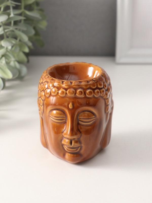 Аромалампа керамика "Голова Будды" тёмный шоколад 6,5х6,5х7,5 см