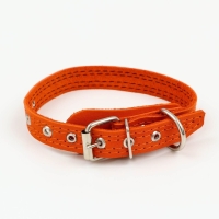 Ошейник кожаный с язычком прошитый, 2 х 40 см, ОШ 25-35 см , рыжий Ошейник кожаный с язычком прошитый, 2 х 40 см, ОШ 25-35 см , рыжий