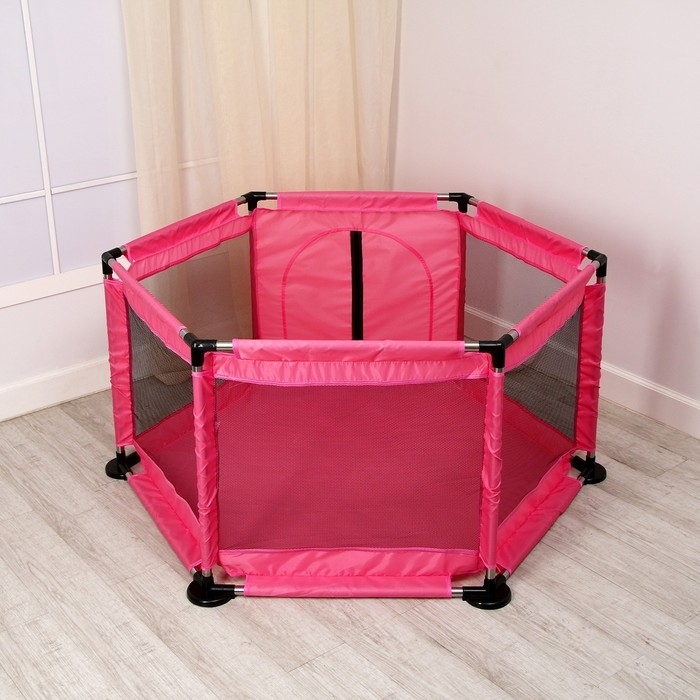 Манеж детский «Играем вместе» розового цвета, размер — 130 × 130 × 65 см Манеж детский «Играем вместе» розового цвета, размер — 130 × 130 × 65 см