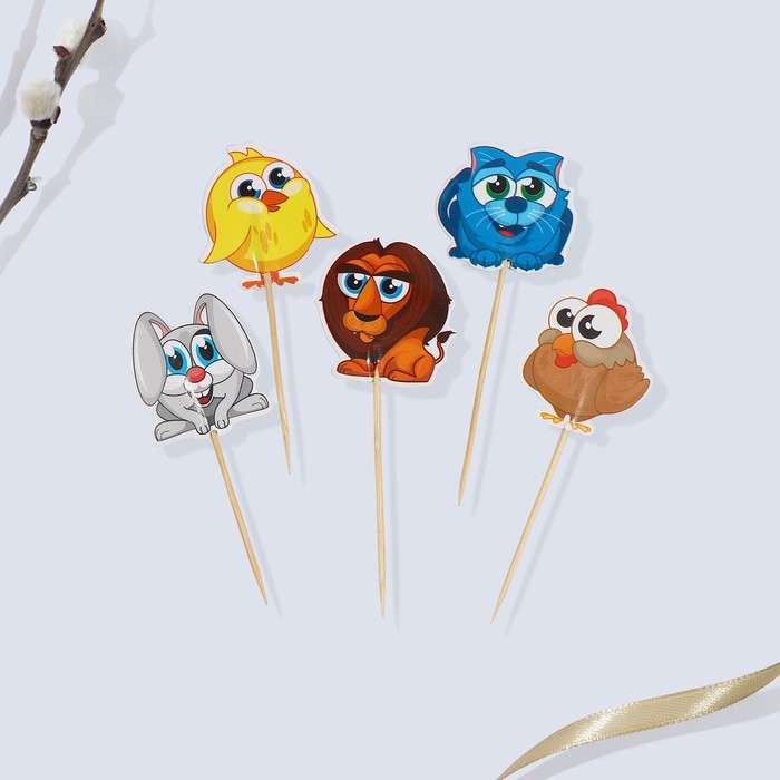 Набор для украшения кулича &laquo;Зверята&raquo; на пасху, 18,5 х 16 х 1 см.