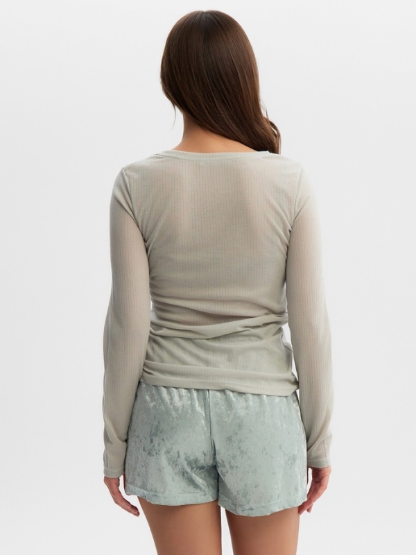 Комплект женский (лонгслив и шорты) KAFTAN "Бархат", 44-46, мята