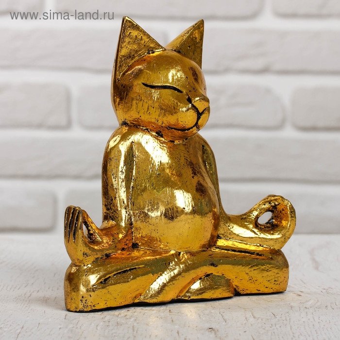 Сувенир дерево "Кот йог" 15х6,5х15 см