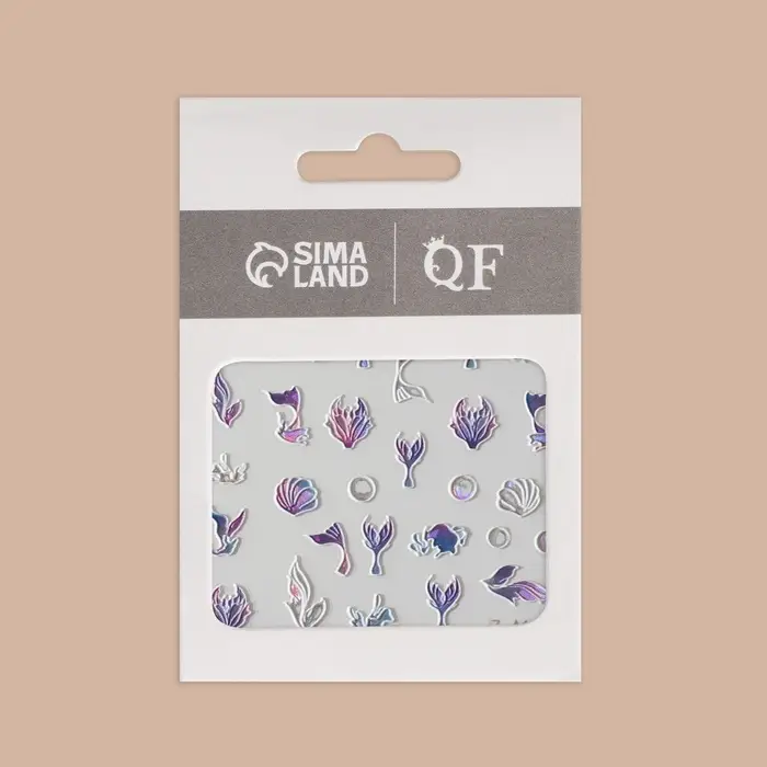 Наклейки для ногтей &laquo;Зов моря&raquo;, объёмные, фиолетовые, белые