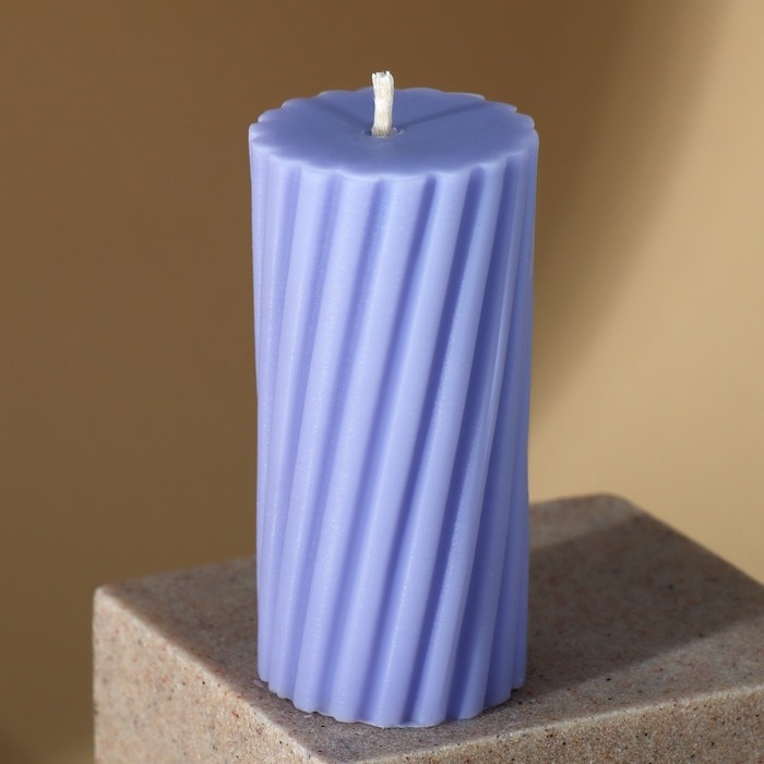 Свеча интерьерная &laquo;Витая&raquo; столбик, сиреневая, 7,2 х 3.5 см