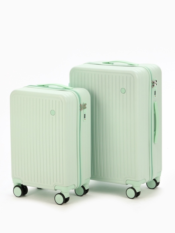 Чемодан 20", PС, 34*22*56, отд на молнии, код замок, 4 колеса, св. зеленый