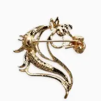 Брошь "Лошадь" изящная, цвет белый в золоте